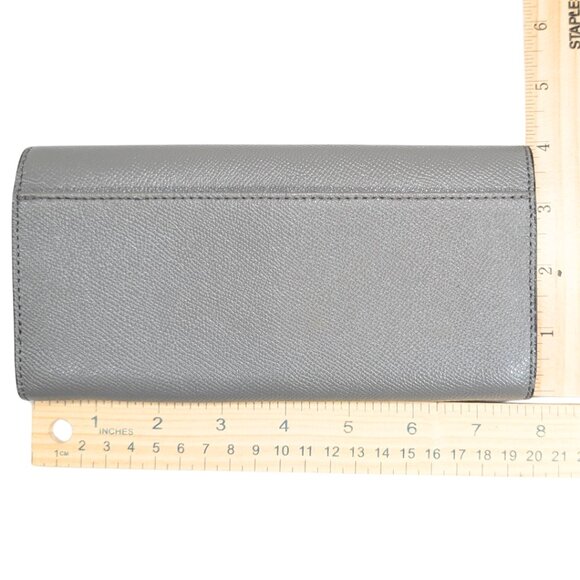 Coach Gray Crossgrain Leather Slim Envelope Folding Continental Wallet - Picture 2 of 9
